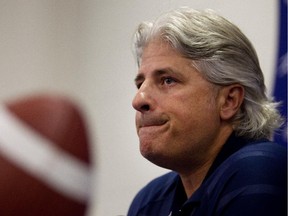 MONTREAL, QUE.: AUGUST 1, 2013--Montreal Alouettes General Manager Jim Popp speaks to the media to announce the team has fired head coach Dan Hawkins, pictured in Montreal on Thursday August 1, 2013. (Allen McInnis / THE GAZETTE)  ORG XMIT: 47457