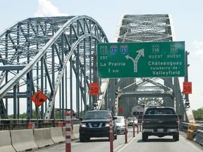 File photo: Work on the Mercier bridge on Aug. 8, 2013.