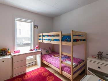 A view of the bunkbeds inside the children's room.