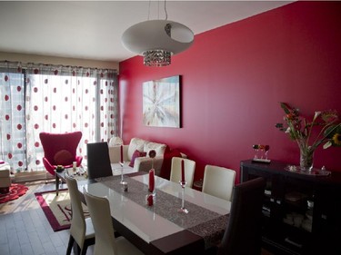 MONTREAL, QUE.: MARCH 25, 2015 --  Dining and living room area of Imen Demni's Nun's Island condo, Wednesday March 25, 2015.  (Vincenzo D'Alto / Montreal Gazette)