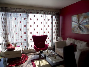 MONTREAL, QUE.: MARCH 25, 2015 --  Living room area of Imen Demni's Nun's Island condo, Wednesday March 25, 2015.  (Vincenzo D'Alto / Montreal Gazette)