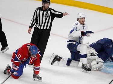 Montreal Canadiens right wing Brendan Gallagher reacts to a missed goal against the Tampa Bay Lightning in overtime during NHL semifinal action at the Bell Centre in Montreal on Friday May 1, 2015.