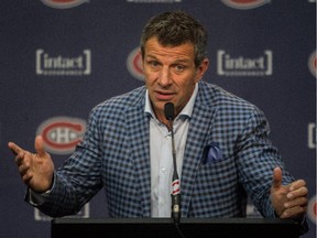 Canadiens general manager Marc Bergevin speaks with the media at the Bell Sports Complex in Brossard on May 15, 2015 at season-ending news conference.