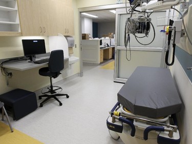 A typical examining room in the green section of the emergency department at the new Montreal Children's Hospital at the Glen Site in Montreal Thursday May 21, 2015.  Green refers to the level of care necessary for a patient in that part of the ER.  There are two other sections: red and yellow.