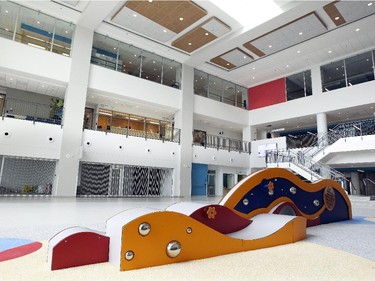 The children's atrium at the new Montreal Children's Hospital at the Glen Site in Montreal.