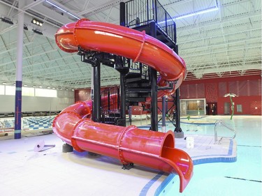 The water slide at the recreational pool in Dorval's new sports centre.