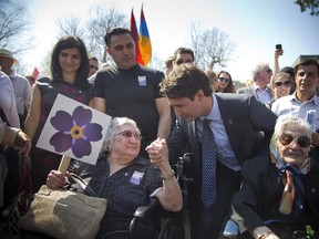 Federal Liberal leader Justin Trudeau joined thousands of people on a march organized by the Armenian Genocide Centennial Committee of Canada on Sunday.