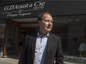MONTREAL, QUE.: MAY  7, 2015 --  Philippe D'Aoust outside the G D'Aoust et Cie department store in Ste-Anne-de-Bellevue a suburb west of Montreal Thursday, May 7, 2015. G D'Aoust et Cie is a department store and it's turning 115 years old on May 23  (Peter McCabe / MONTREAL GAZETTE)