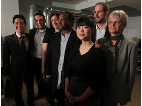 New Democratic Party MP Laurin Liu (3rd from right), along with NDP colleagues Hoang Mai, left, Pierre Nantel, Marie-Claude Morin, Tyrone Benskin, Alexandre Boulerice and Hélène Laverdière. "They need to remember that being elected is an honour and a great responsibility," Liu said of the newly elected NDP MLA's in Alberta.