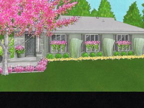 Adding flower boxes under each window and ornamental grass between them will dress up the look of the exterior of this house.