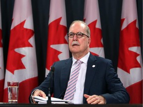 Official Languages commissioner Graham Fraser speaks at a news conference in Ottawa Thursday May 7, 2015 in Ottawa following the release of his 2014-15 annual report.