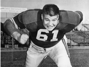 Ray Baillie was a six-foot, 270-pound offensive and defensive lineman who played nine seasons (1954-1965) in the Canadian Football League with the Calgary Stampeders, Montreal Alouettes, Hamilton Tiger-Cats and Edmonton Eskimos. In later life he became a history teacher and author. Baillie died in hospital on May 10, 2015, from injuries after falling in his house in Montreal. He was 80. (Ed Bermingham Photography Reg'd)