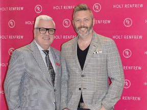 SUPERHOSTS Holt Renfrew Quebec divisional vice president Norman Ciarlo and husband David Lapierre bask in the success of the official opening cocktail of the Holt Renfrew Montreal Shoe Salon Chaussures en fête.