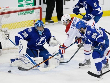 The Canadiens' Max Pacioretty attempts a shot against Tampa Bay Lightning goalie Ben Bishop during the first period of Game 4 of Eastern Conference semifinal series in Tampa, Fla., on May 7, 2015. The Canadiens won the game 6-2.