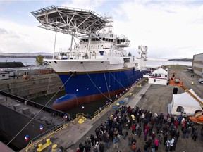 The Cecon Pride ship at the Davie shipyard in Levis in 2013.