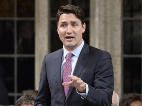 Liberal Leader Justin Trudeau asks a question during Question Period in the House of Commons in Ottawa, Tuesday, April 28, 2015.