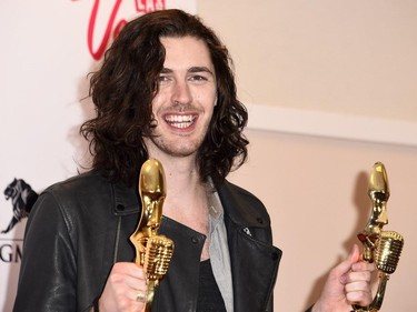 Hozier poses in the press room at the 2015 Billboard Music Awards, May 17, 2015, at the MGM Grand Garden Arena in Las Vegas, Nevada..