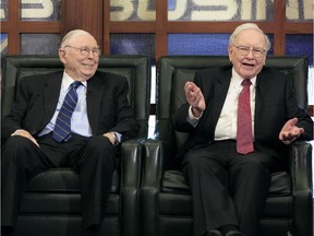 Berkshire Hathaway Chairman and CEO Warren Buffett, right, spoke alongside Vice-Chairman Charlie Munger answered shareholders' questions for more than five hours at the annual Berkshire Hathaway meeting over the weekend in Omaha, which saw more than 40,000 in attendance.