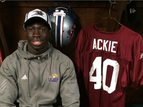 Defensive-back Chris Ackie, who was the Alouettes' first-round pick (fourth overall) at the 2015 CFL draft, signed a three-year contract with the club.