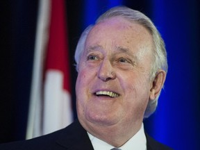 Former prime minister Brian Mulroney speaks during a dinner gala in Montreal, Wednesday, June 3, 2015.