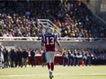 Alouettes quarterback Anthony Calvillo runs off the field during the first half of CFL game against the Winnipeg Blue Bombers at Montreal's Molson Stadium on Oct. 8, 2012.