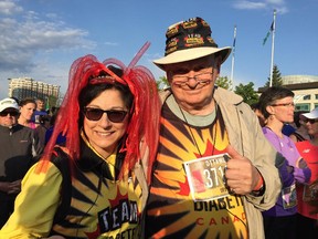 Sondra Sherman and Irving Silverman at the Ottawa marathon. "Before I met Sondra, my walking was from the couch to the refrigerator and back," Silverman says.