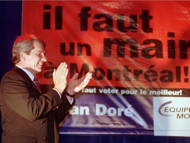 Jean Doré for Equipe Montreal before his speech of his party at the hotel of Montreal.