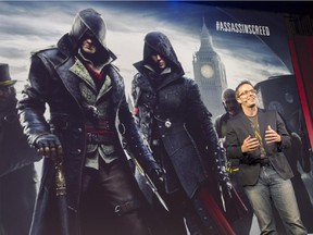 Creative Director of Ubisoft Quebec Marc-Alexis Côté presents Assassin's Creed Syndicate at the Ubisoft E3 Conference on June 15, 2015 in Los Angeles, California. T