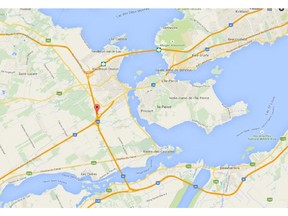 Google map of Vaudreuil area, where Highways 20, 30 and 40 converge.