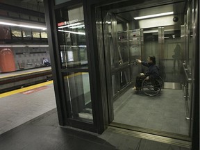 Here at Montmorency station is Scott Lutes, a paraplegic and filmaker who taking the elevators to access the metro ramp.