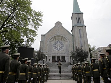 Preparations get underway for the state funeral of former premier Jacques Parizeau, in Outremont on June 9, 2015.