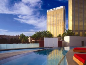 The gold-glass tower of Delano Las Vegas is a sleek departure from the flamboyant skyline of The Strip.