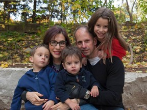 Matthew Morton, centre, with his wife, Heidi Wilk, top left and their three children: Zachary, 4 yrs old, left, Joshua 2 yrs old, middle and their daughter, Brooke, top right. A crowdfunding campaign for Matthew Morton, a terminally ill man and his family raised $125k in less than 24 hours.