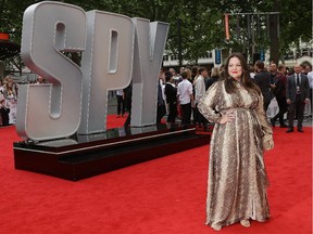 Actress Melissa McCarthy poses for photographers upon her arrival for the European premiere of 'Spy' in central London, Wednesday, May 27, 2015.