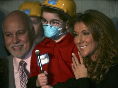 Shawn Simard-Baron, 9, who's recovering from a bone marrow transplant, joined pop megastar Céline Dion and her husband and manager, René Angélil December 5, 2007 to announce that Ste. Justine Hospital took in $125.4 million to build new facilities and buy cutting-edge technology. Dion, who has sung on tv ads for the fundraising campaign, wept with joy at the news conference. "We act with our hear hear," she said, praising Quebecers for their generosity.