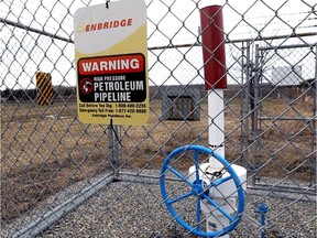 A valve that is part of an Enbridge  pipeline in Ste-Justine-de-Newton several metres from the Ontario border.