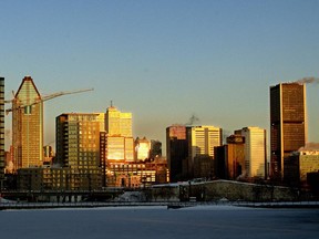 Montreal city skyline at dawn.