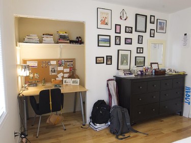 The work area in Hayley Kezber's bedroom uses the space that was once a second closet.