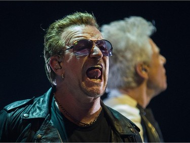 Bono of the Irish rock band U2 performs at the Bell Centre as part of their iNNOCENCE + eXPERIENCE Tour in Montreal on Friday, June 12, 2015.