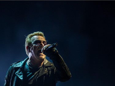 Bono of the Irish rock band U2 performs at the Bell Centre as part of their iNNOCENCE + eXPERIENCE Tour in Montreal on Friday, June 12, 2015.