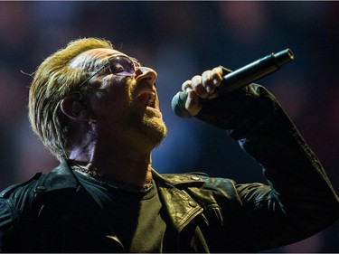 Bono of the Irish rock band U2 perform at the Bell Centre as part of their iNNOCENCE + eXPERIENCE Tour in Montreal on Friday, June 12, 2015.