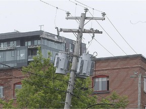 This utility pole on William St. at Richmond St. isn't the only one in the area to be at a serious tilt.