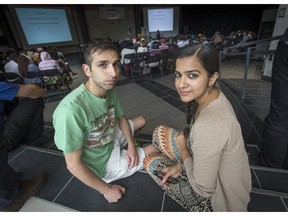 Nikolay Hovhannisyan left, with Public Information and Need of Knowledge (PINK Armenia)  and Salini Sharma with the Delhi Outreach Team of Safecity,  during the Equitas seminars at John Abbott College in Ste- Anne de Bellevue on Wednesday, June 17, 2015.