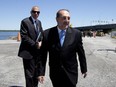 Federal transport minister Denis Lebel at the announcement about the beginning of construction of the new Champlain Bridge, at the site of the new bridge on Nuns' Island on Friday June 19, 2015.