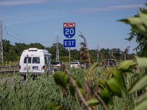 MONTREAL, QUE.: JUNE 20, 2015 -- A view of Highway 20, which runs parallel to Surrey Street, east of Sunny Acres street in St. Baie d'Urfe, west of Montreal on Saturday, June 20, 2015. Baie d'Urfe received approval from Transport Quebec to build a sound barrier on Transport Quebec land. (Dario Ayala / Montreal Gazette)