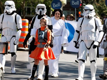 Participants dressed as characters from the Star Wars movies take part in the Walk for Montreal to inaugurate the new MUHC Glen site in Montreal on Saturday June 20, 2015.
