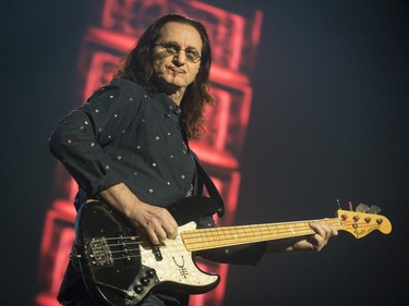 Bassist Geddy Lee of Rush performs during the bands R40 tour, celebrating the band's 40th anniversary at the Bell Centre in Montreal, on Sunday, June 21, 2015.