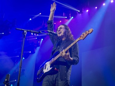 Geddy Lee of Rush performs during the band's R40 tour, celebrating the band's 40th anniversary at the Bell Centre in Montreal, on Sunday, June 21, 2015.