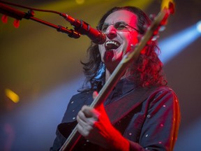 Geddy Lee of Rush performs during the band's R40 tour at the Bell Centre in Montreal, on Sunday, June 21, 2015.