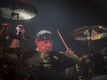 Drummer Neil Peart of Rush performs during the bands R40 tour, celebrating the band's 40th anniversary at the Bell Centre in Montreal, on Sunday, June 21, 2015.